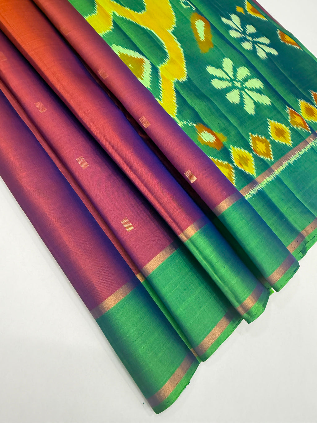 VSF1043 - dual violet color body , yellow color pallu,blouse - Pure silk saree