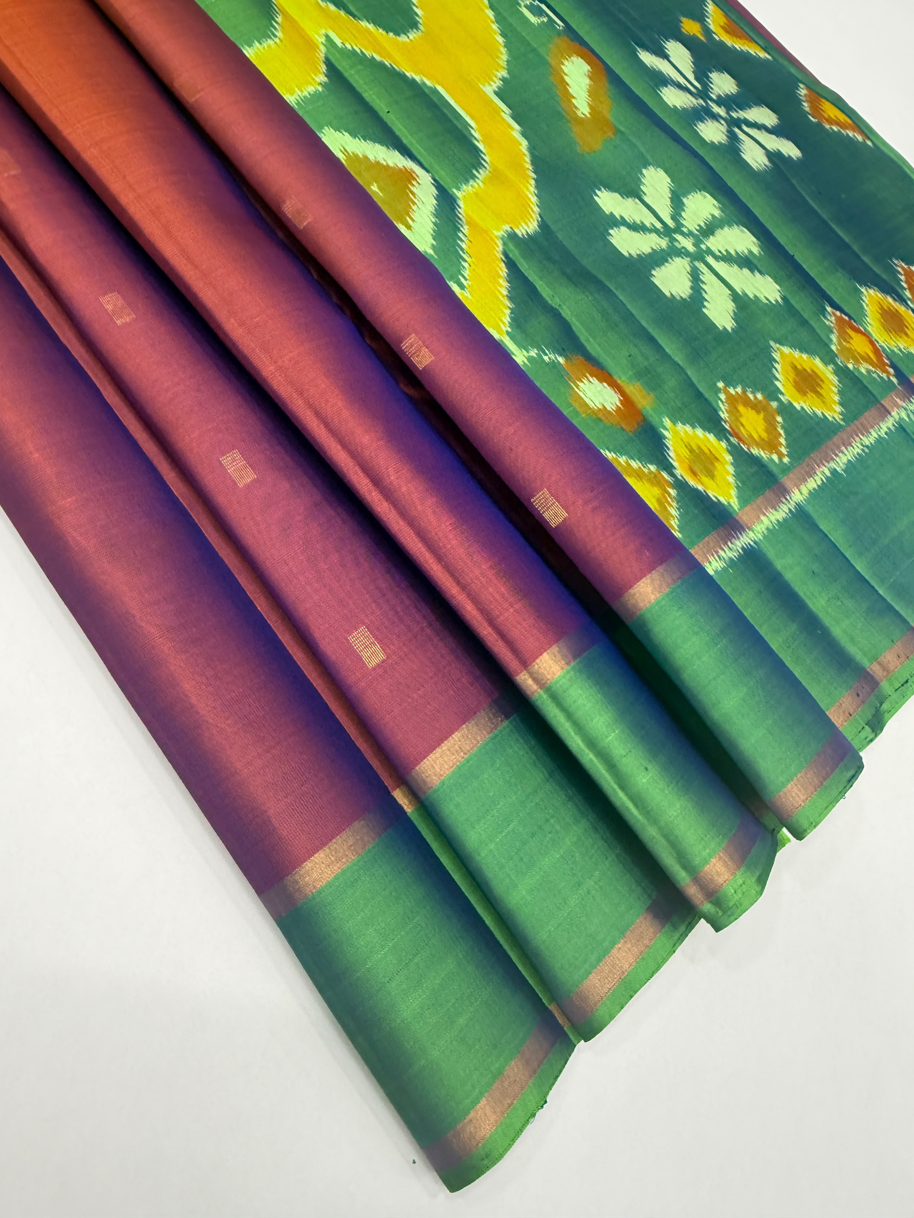 VSF1043 - dual violet color body , yellow color pallu,blouse - Pure silk saree
