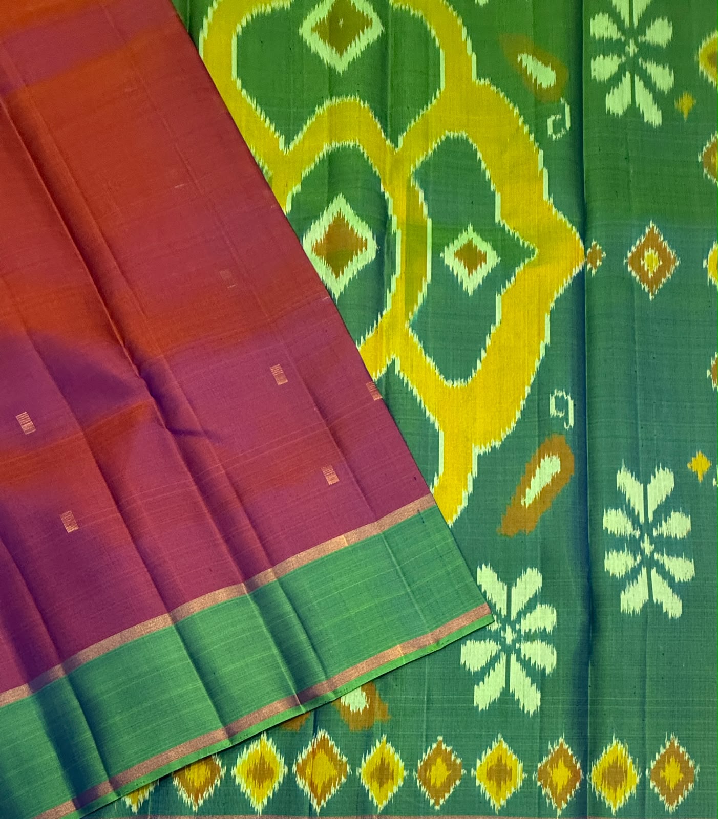 VSF1043 - dual violet color body , yellow color pallu,blouse - Pure silk saree