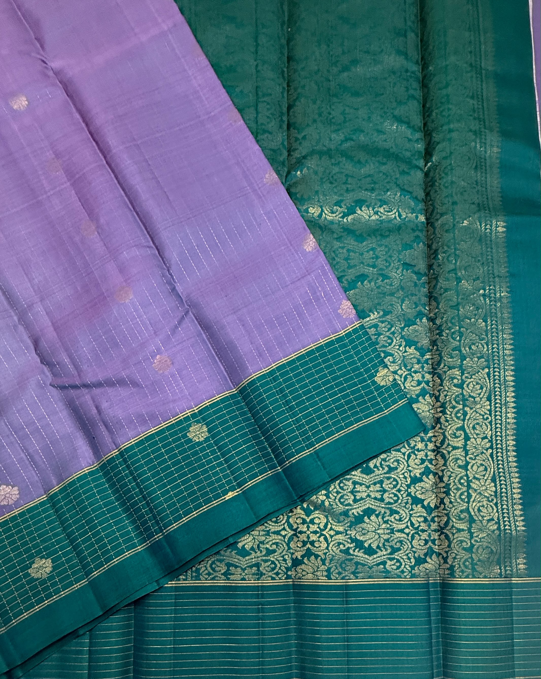 VSF1045 - dual blue color body , peacock green color pallu,blouse - Pure silk saree