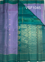 VSF1045 - dual blue color body , peacock green color pallu,blouse - Pure silk saree