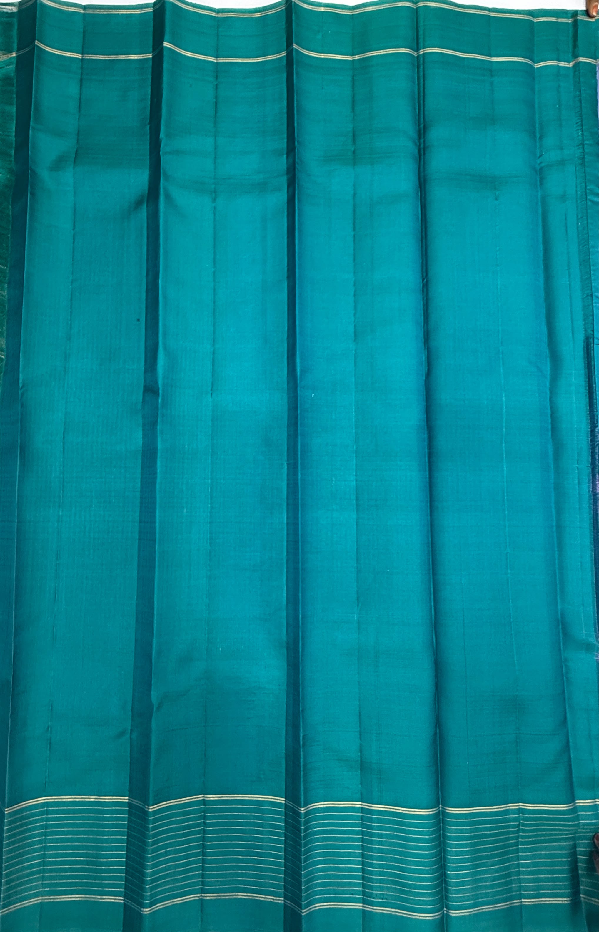 VSF1045 - dual blue color body , peacock green color pallu,blouse - Pure silk saree