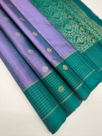 VSF1045 - dual blue color body , peacock green color pallu,blouse - Pure silk saree