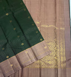 VSF1046 - dark green color body , onion pink color pallu,blouse - Pure silk saree