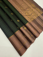 VSF1046 - dark green color body , onion pink color pallu,blouse - Pure silk saree