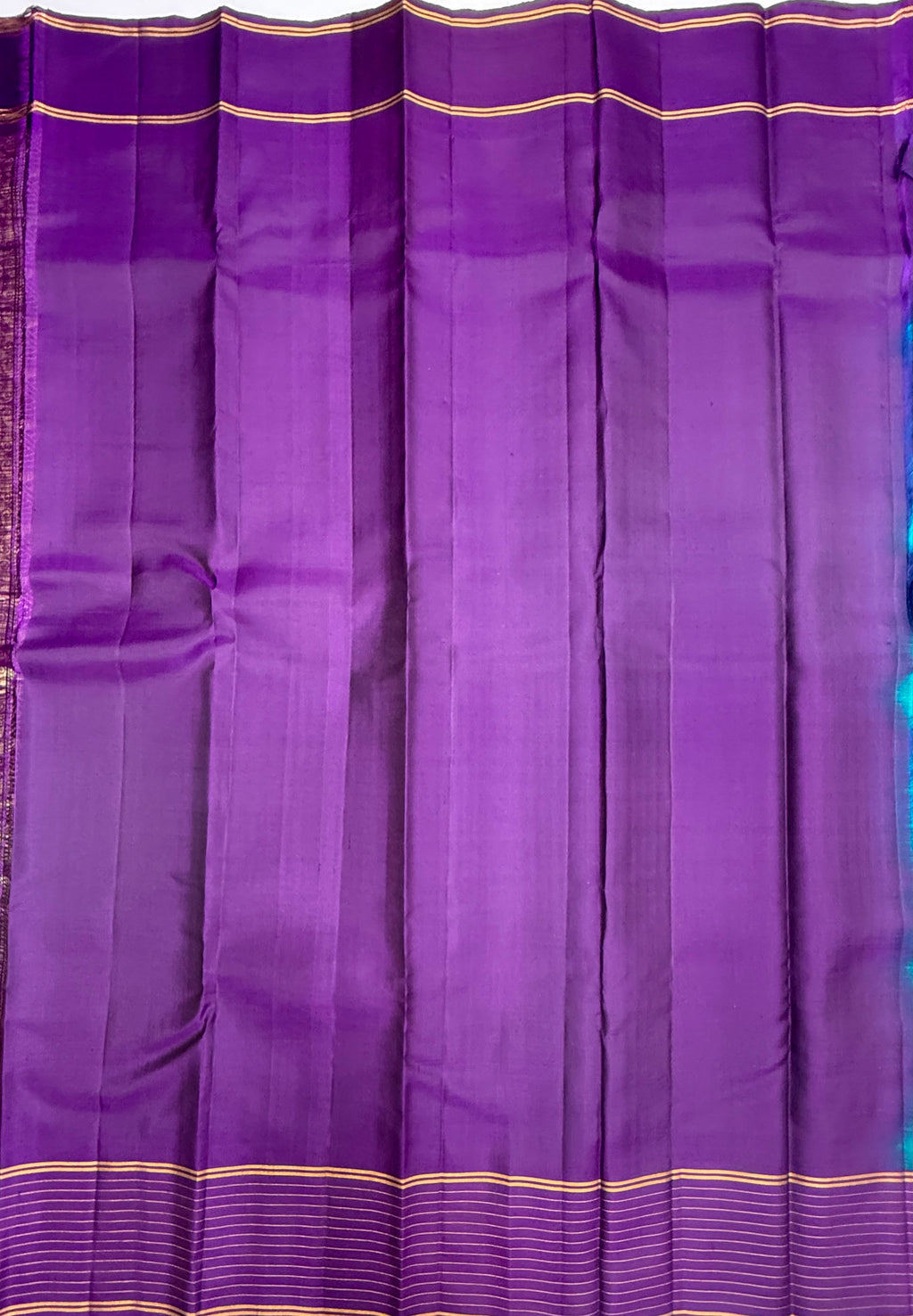 VSF1048 - peacock blue color body , violet color pallu,blouse - Pure silk saree