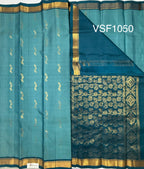 VSF1050 - blue color body , peacock blue color pallu,blouse - Pure silk saree