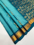 VSF1050 - blue color body , peacock blue color pallu,blouse - Pure silk saree