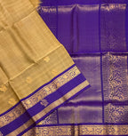 VSF1055 - khaki color body , violet color pallu,blouse - Pure silk saree
