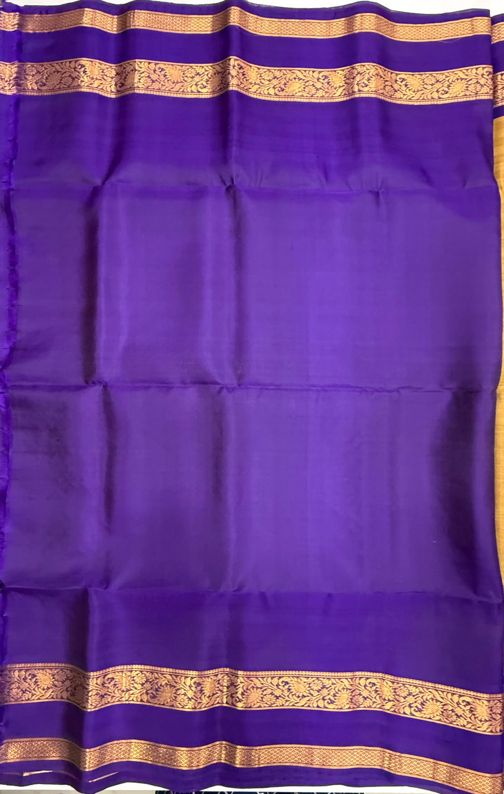 VSF1055 - khaki color body , violet color pallu,blouse - Pure silk saree