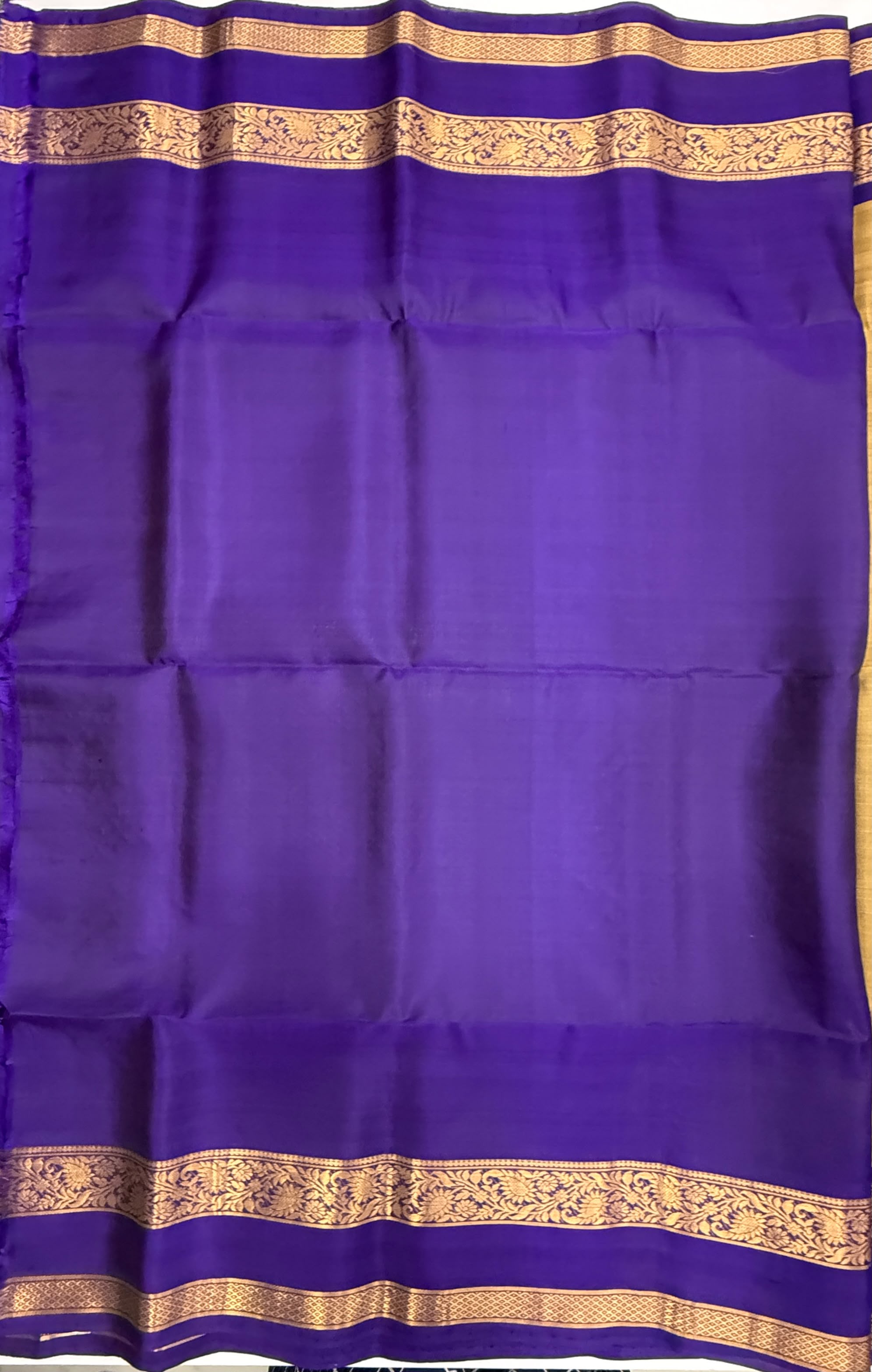 VSF1055 - khaki color body , violet color pallu,blouse - Pure silk saree