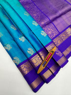 VSF1057 - royal blue color body , violet color pallu,blouse - Pure silk saree