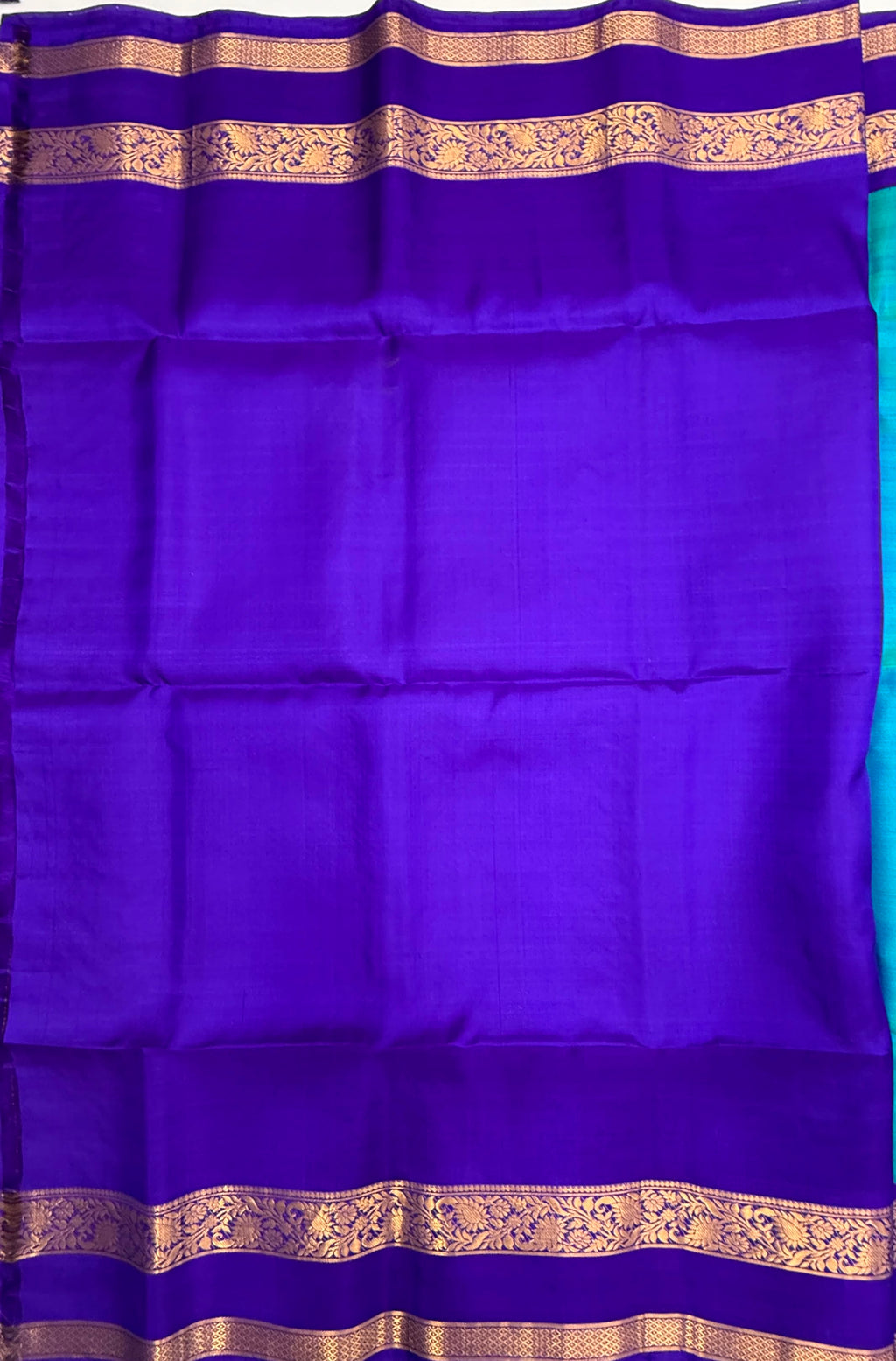 VSF1057 - royal blue color body , violet color pallu,blouse - Pure silk saree