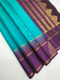VSF1059 - blue color body ,violet color pallu,blouse - Pure silk saree