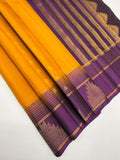VSF1060 - mustard color body ,violet color pallu,blouse - Pure silk saree