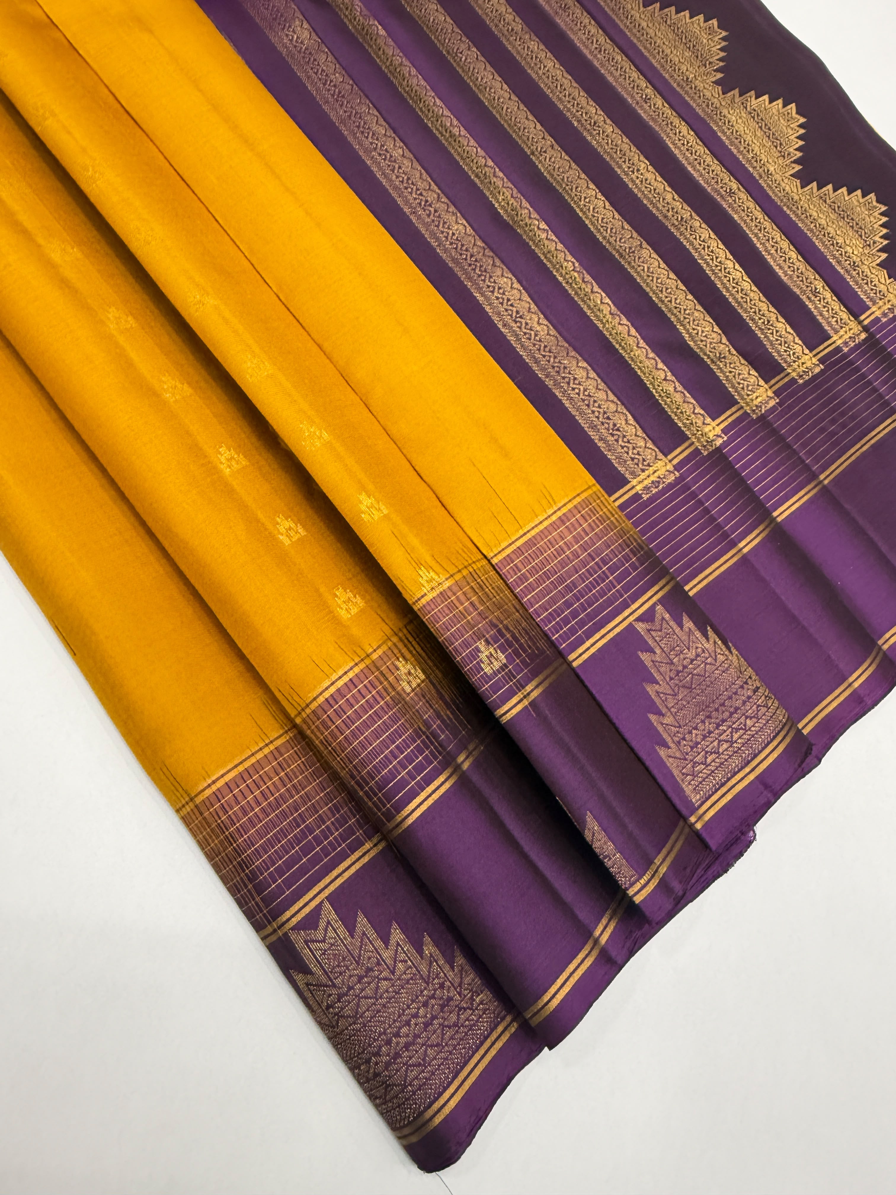 VSF1060 - mustard color body ,violet color pallu,blouse - Pure silk saree