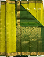 VSF1061 - dual green color body ,green color pallu,blouse - Pure silk saree