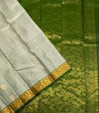 VSF1062 - grey color body , green color pallu,blouse - Pure silk saree