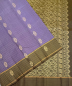 VSF1067 - lavender color body , cow dung green color pallu,blouse - Pure silk saree