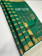 VSF1070 - green color body , pallu,blouse - Pure silk saree