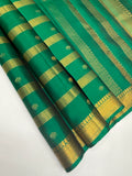 VSF1070 - green color body , pallu,blouse - Pure silk saree