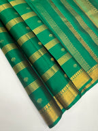 VSF1070 - green color body , pallu,blouse - Pure silk saree