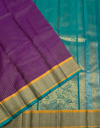 VS1076 - violet color body ,peacock blue color pallu,blouse - Pure silk saree