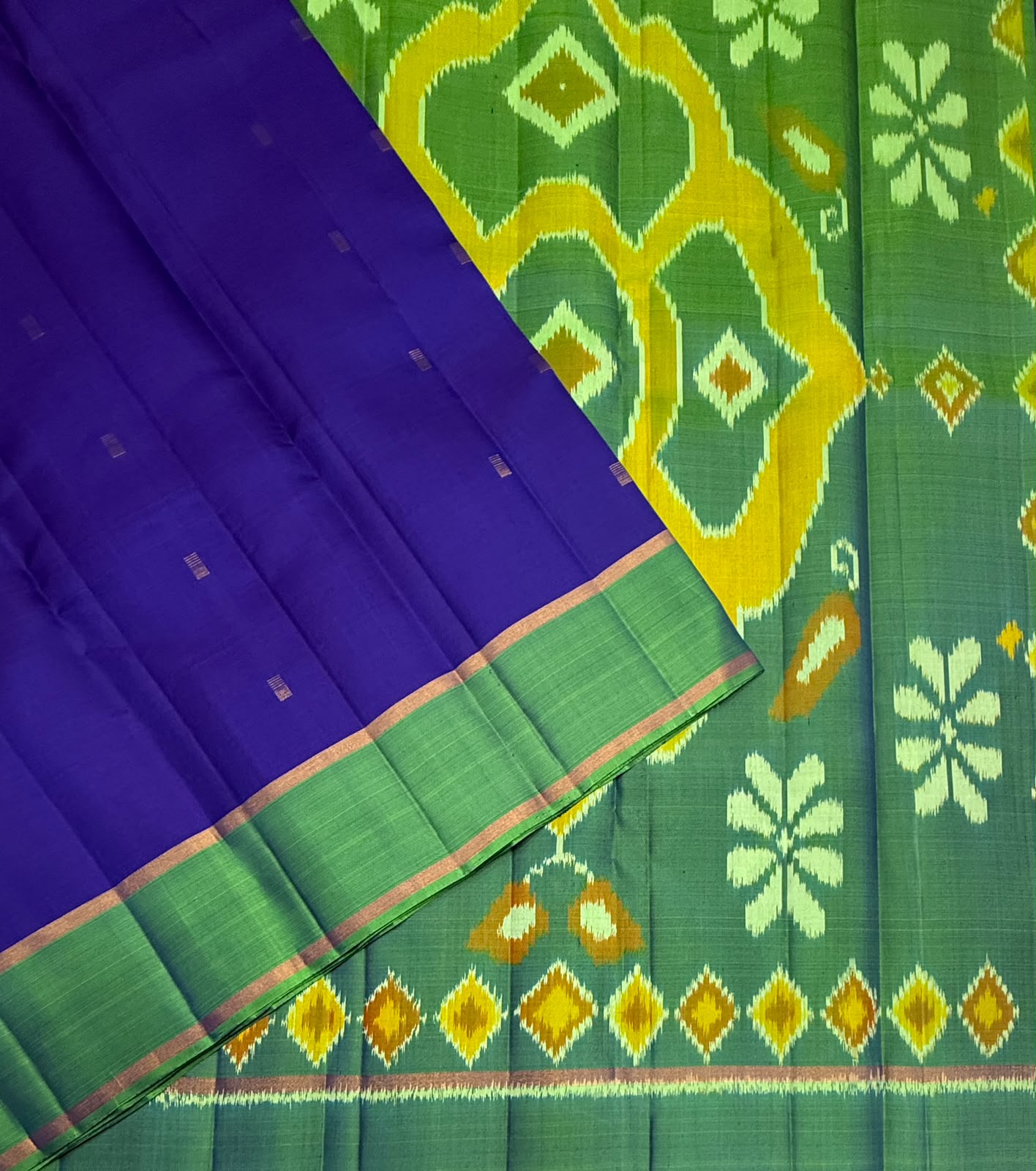 VSF1058 - innk blue color body , green color pallu,blouse - Pure silk saree