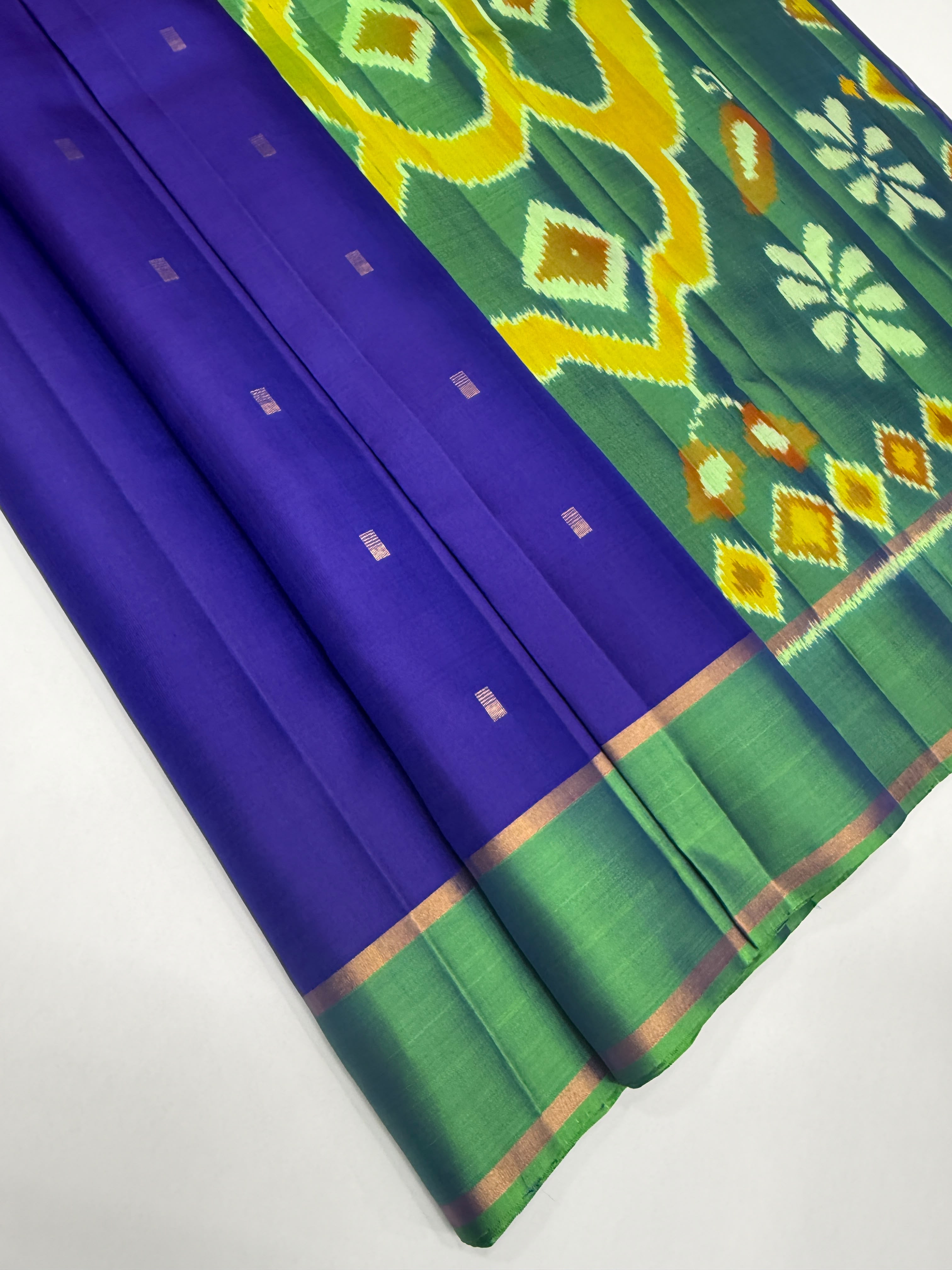 VSF1058 - innk blue color body , green color pallu,blouse - Pure silk saree
