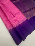 VSA651 -lotus pink color body , violet color pallu , blouse pure silk saree