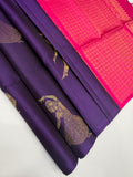 VSBP104 - violet color body , rani pink color pallu,blouse - Pure silk saree