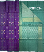 VSF1034 - violet color body , pastel green color pallu,blouse - Pure silk saree