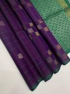 VSF1034 - violet color body , pastel green color pallu,blouse - Pure silk saree