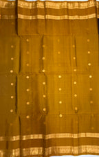 VSF930 - dark purple color body , mustard color pallu,blouse - Pure silk saree