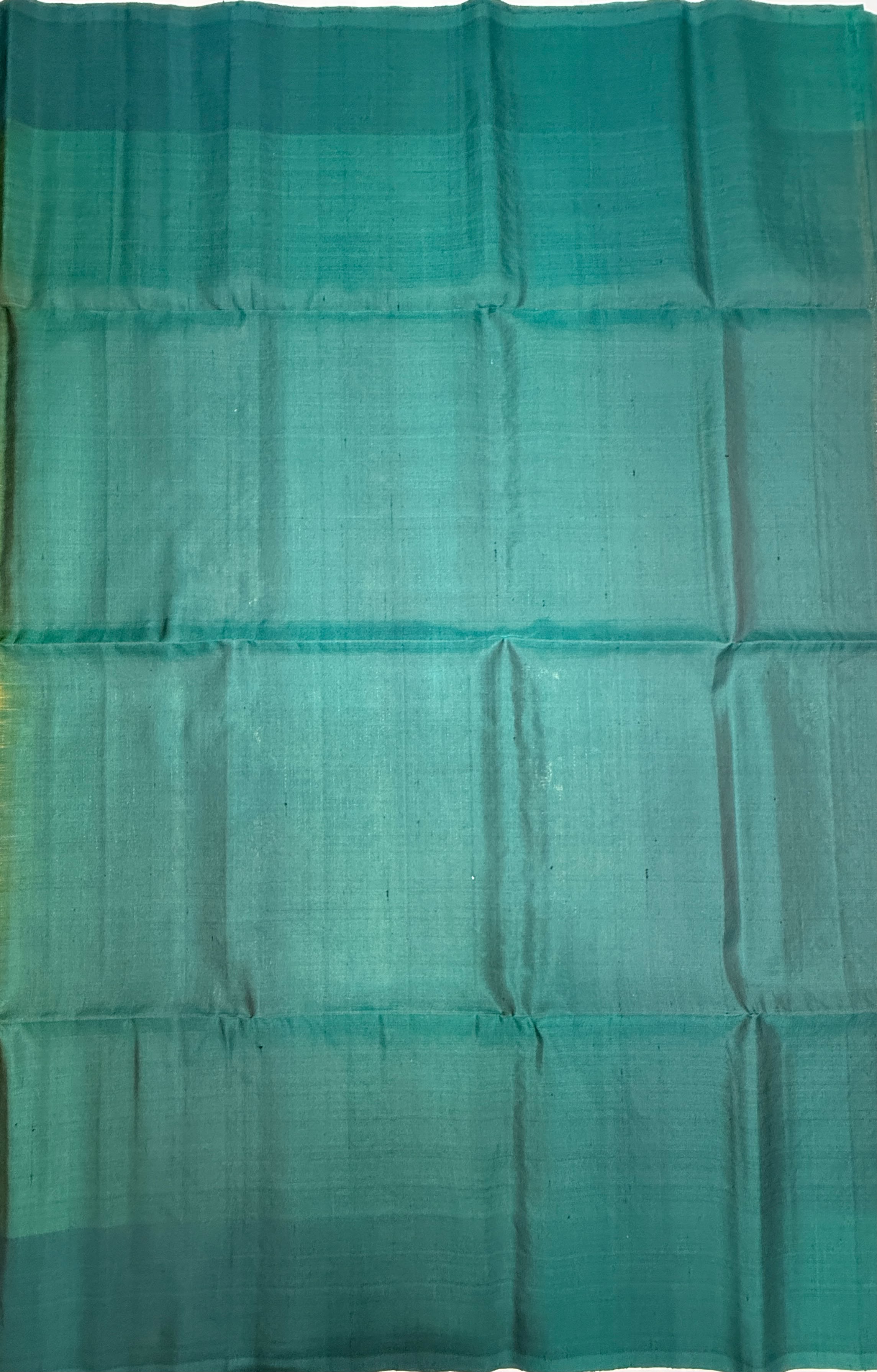 VSF926 - honey brown color body , peacock blue color pallu,blouse - Pure silk saree