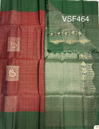 VSF464 - maroon color body , green color pallu,blouse - Pure silk saree