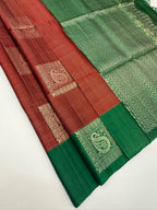 VSF464 - maroon color body , green color pallu,blouse - Pure silk saree