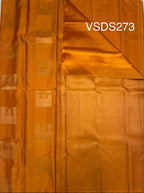 VSS273 - light orange color body, pallu , blouse pure silk saree