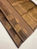 VSS462 - chocolate brown color body, pallu , blouse pure silk saree
