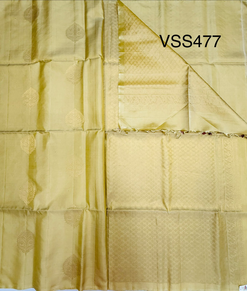 VSS477 - sandal color body, pallu , blouse pure silk saree