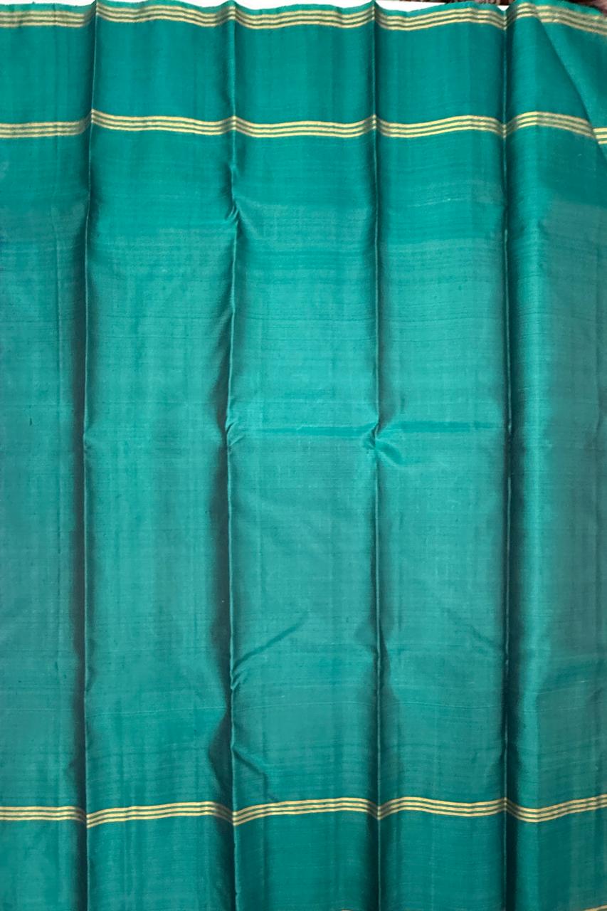 VSCB592 - purple color body , peacock blue color pallu , blouse - Pure silk saree