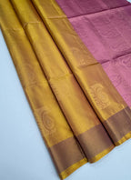 VSZB255 -dual yellow color body , pink color pallu , blouse - Pure silk saree