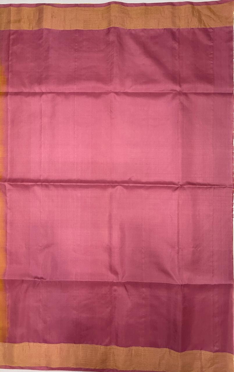 VSZB255 -dual yellow color body , pink color pallu , blouse - Pure silk saree