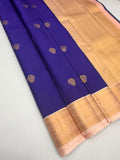 VSM481 - ink blue color body, baby pink color pallu , blouse.