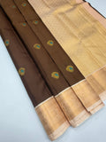 VSM480 - brown color body, sandal color pallu , blouse.