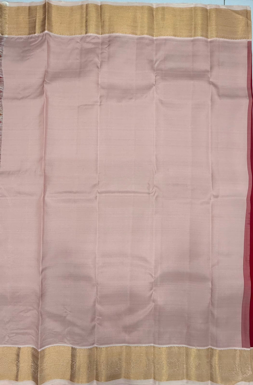 VSM479 - dark red color body, baby pink color pallu , blouse.