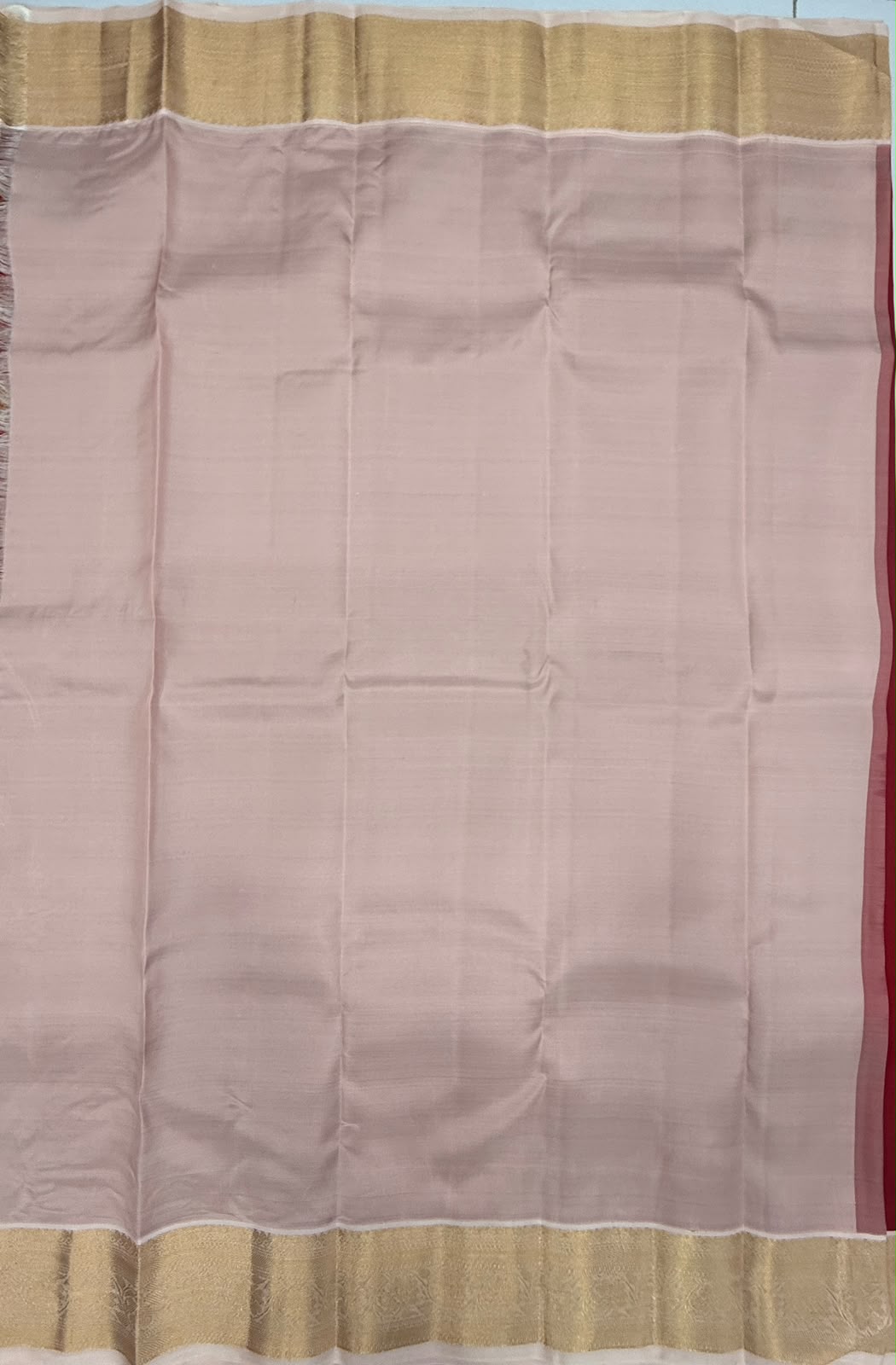 VSM479 - dark red color body, baby pink color pallu , blouse.