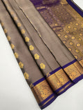 VSM473 - dark grey color body, violet color pallu , blouse.