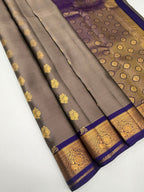 VSM473 - dark grey color body, violet color pallu , blouse.