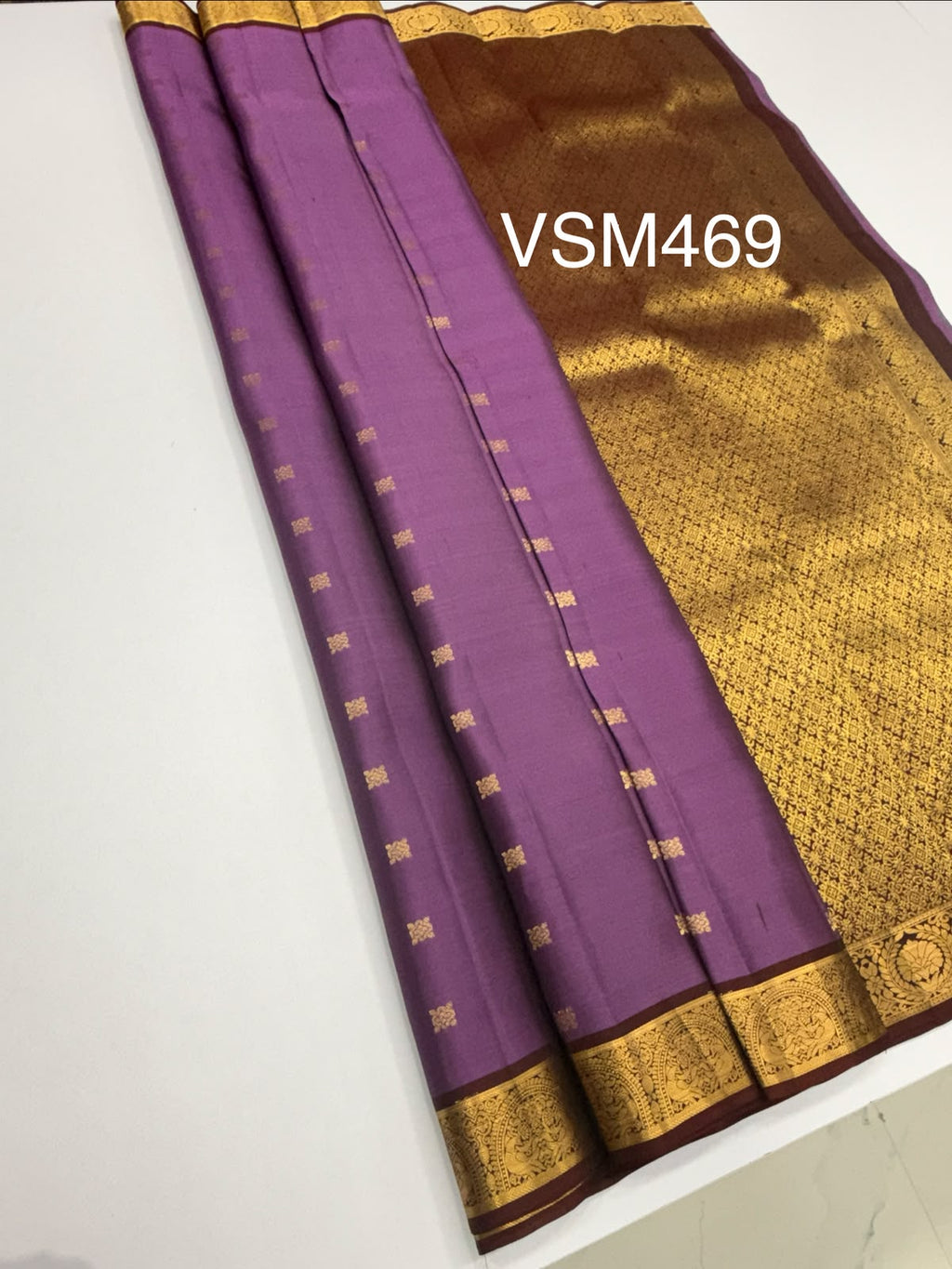 VSM469 - dark lavender color body, dark coffee brown color pallu , blouse.